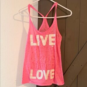 PINK Victoria's Secret Bright Pink Tank with White Print